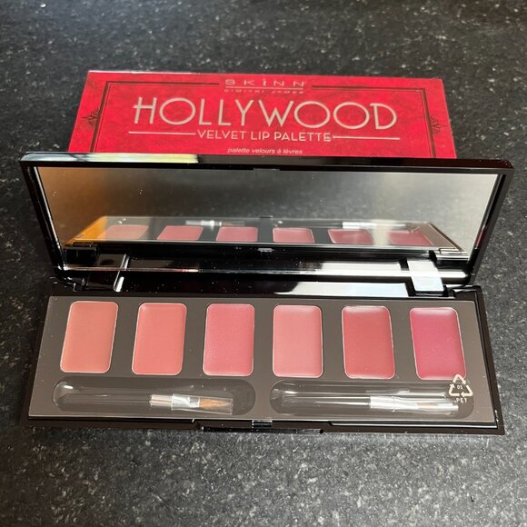 SKINN Hollywood Velvet Lip Palette Dimitri James Six Shades 2 Brushes New in Box - Picture 4 of 4